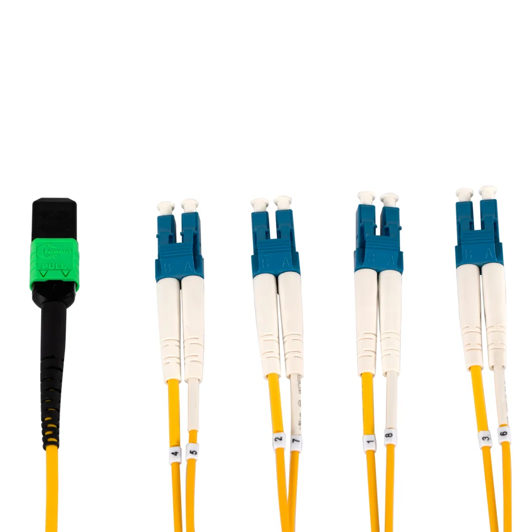 MPO/Mpt Fiber Trunk Cable 8 Core Duplex Singlemode Fanout MPO to LC Breakout Fiber Patch Cord
